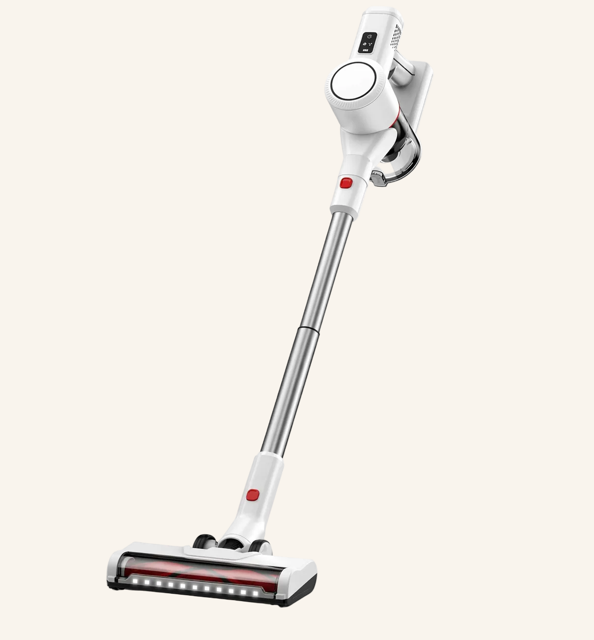 Aspiradora inalámbrica AERONIX™ con pantalla LED, potente y eficiente en limpieza sin cable.